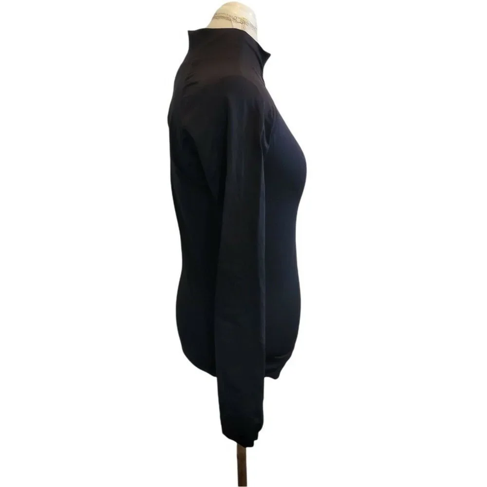 Fabletics Workout Athletic Fitted Jacket Black Thumbholes Full‎ Zip Nylon Sz M